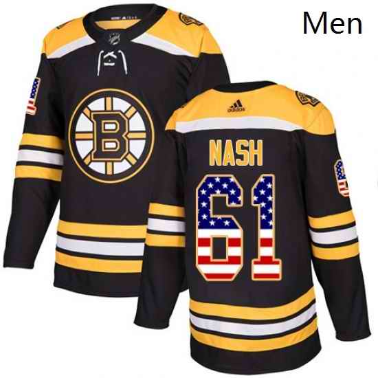 Mens Adidas Boston Bruins 61 Rick Nash Authentic Black USA Flag Fashion NHL Jersey